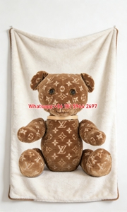 LV Monogram Teddy Bear Flannel Sofa Blanket 501